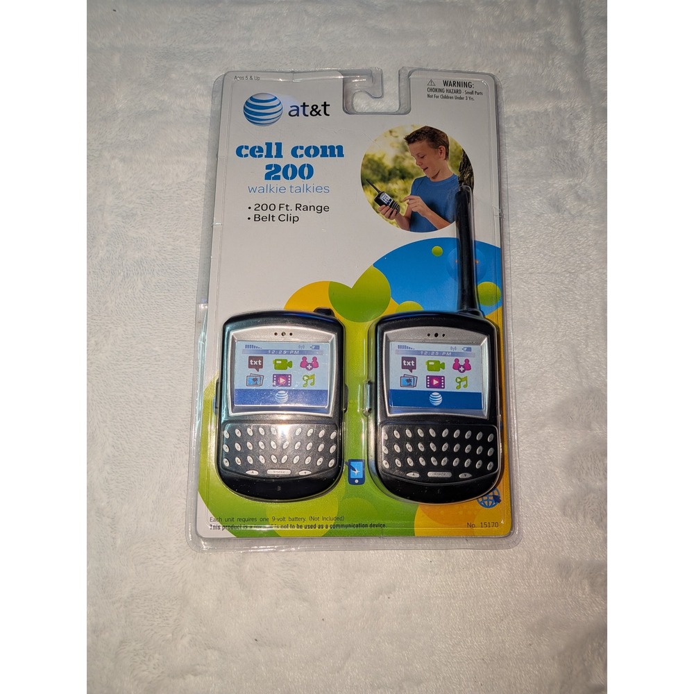 AT&T Cell Com‎ 200 Walkie Talkies Kidz Toyz 15170 200 Ft Range Belt Clip New